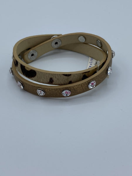 Armband 030093 Angelique leopard skin brown white stones