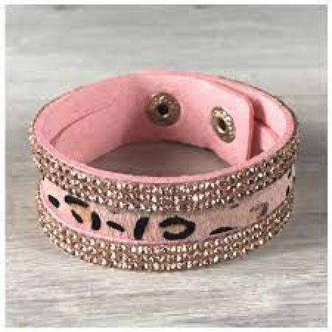 Armband 040069 chiara leopard pink stones