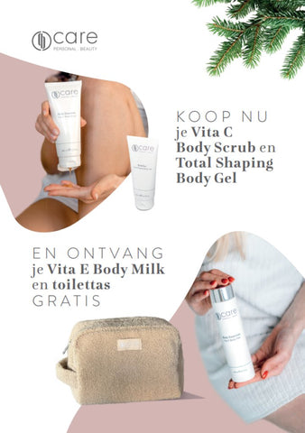CARE - Vita C Body Scrub, Total Shaping Body Gel + GRATIS Vita E Body Milk en Toilettas