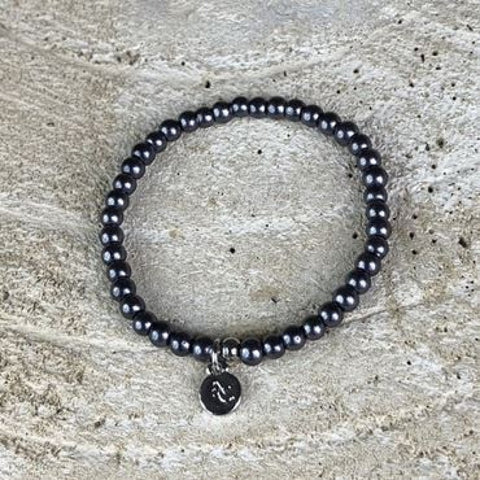 Armband kind 030559 dark grey pearls