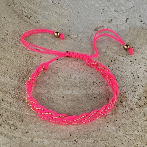 Armband bra100063 Bracelet Laura fluo roze